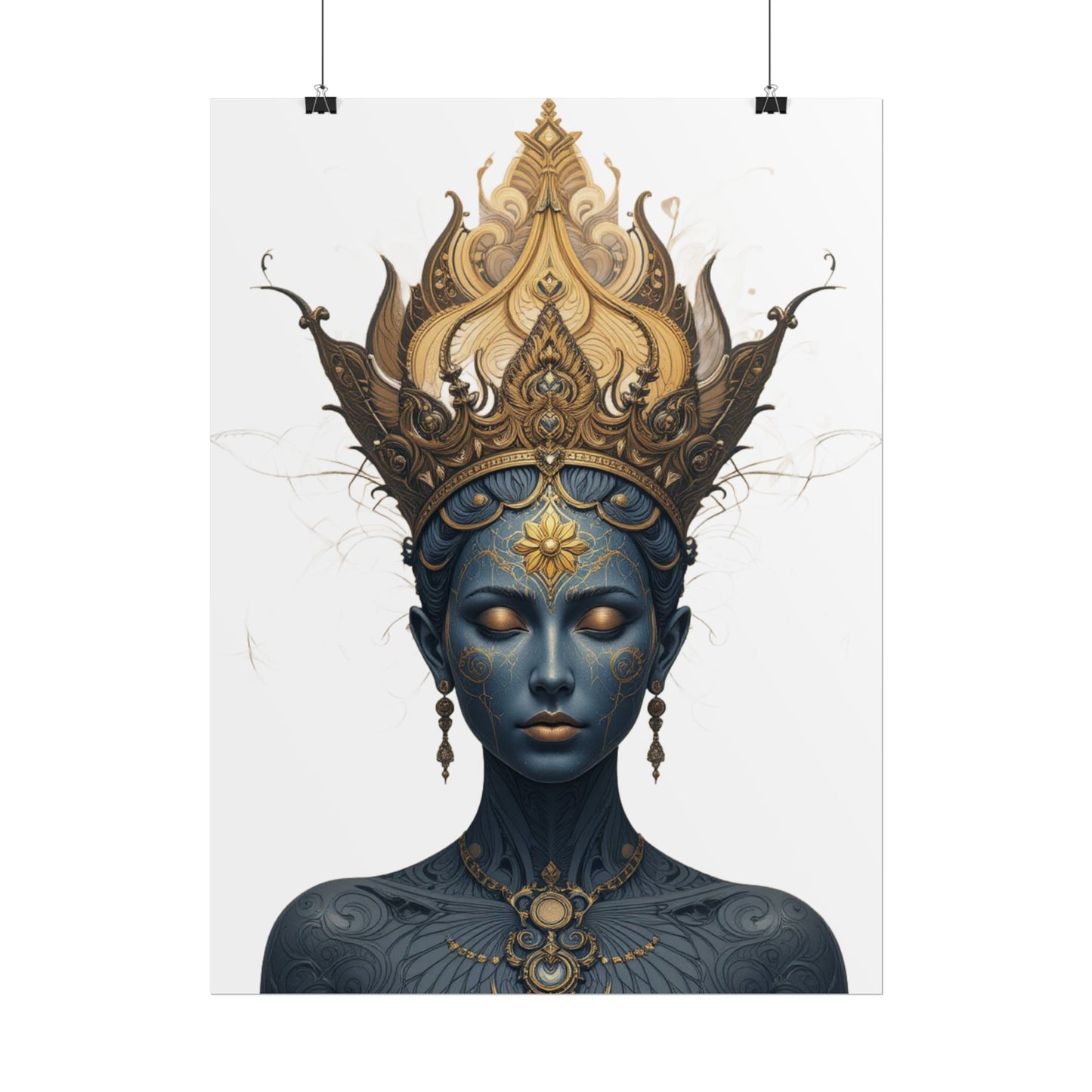 Artistic Crowned Maiden Rolled Poster, Wall Art Decor, Gothic Home Decor