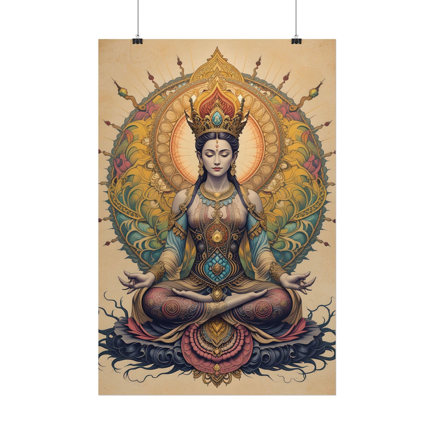 Yoga Goddess Mandala Meditation Poster for spiritual and mindfulness wall décor