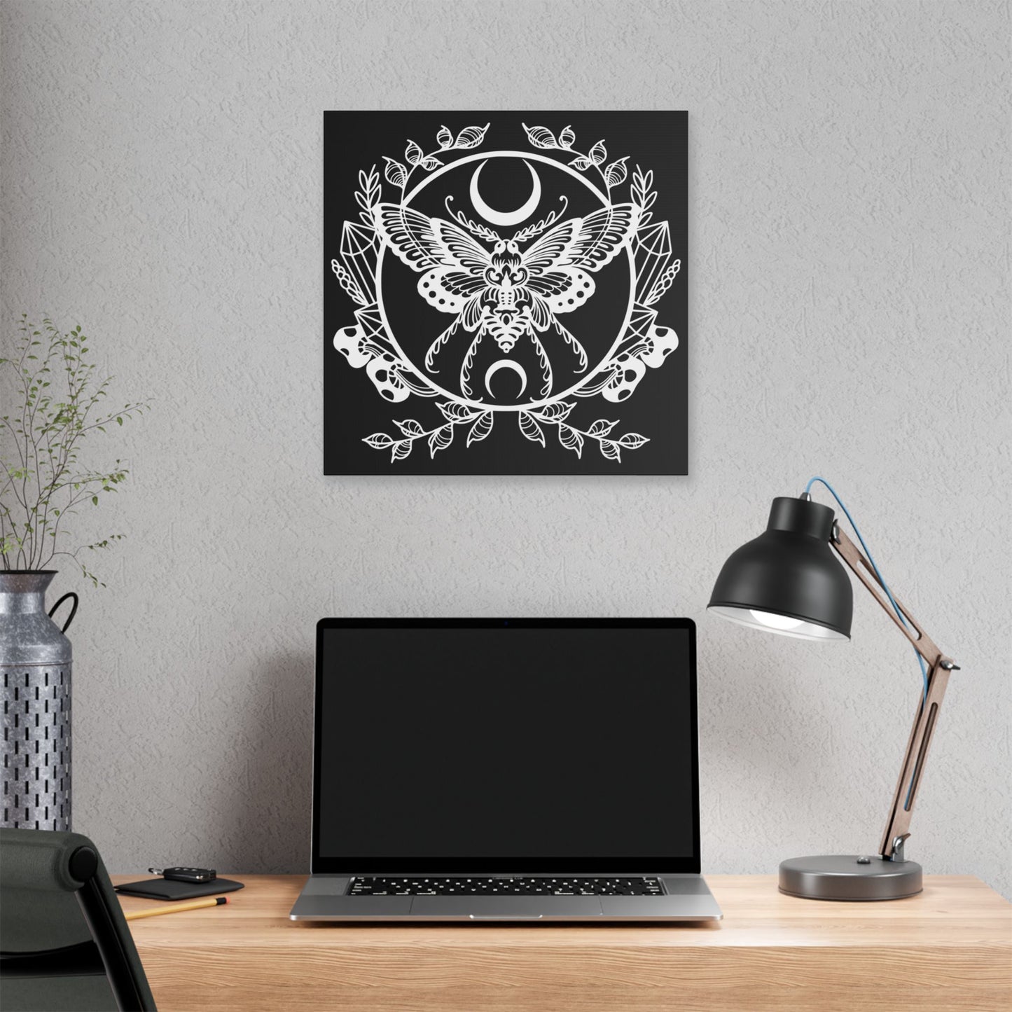 Black Gothic Butterfly Canvas Wall Art | Dark Victorian Decor