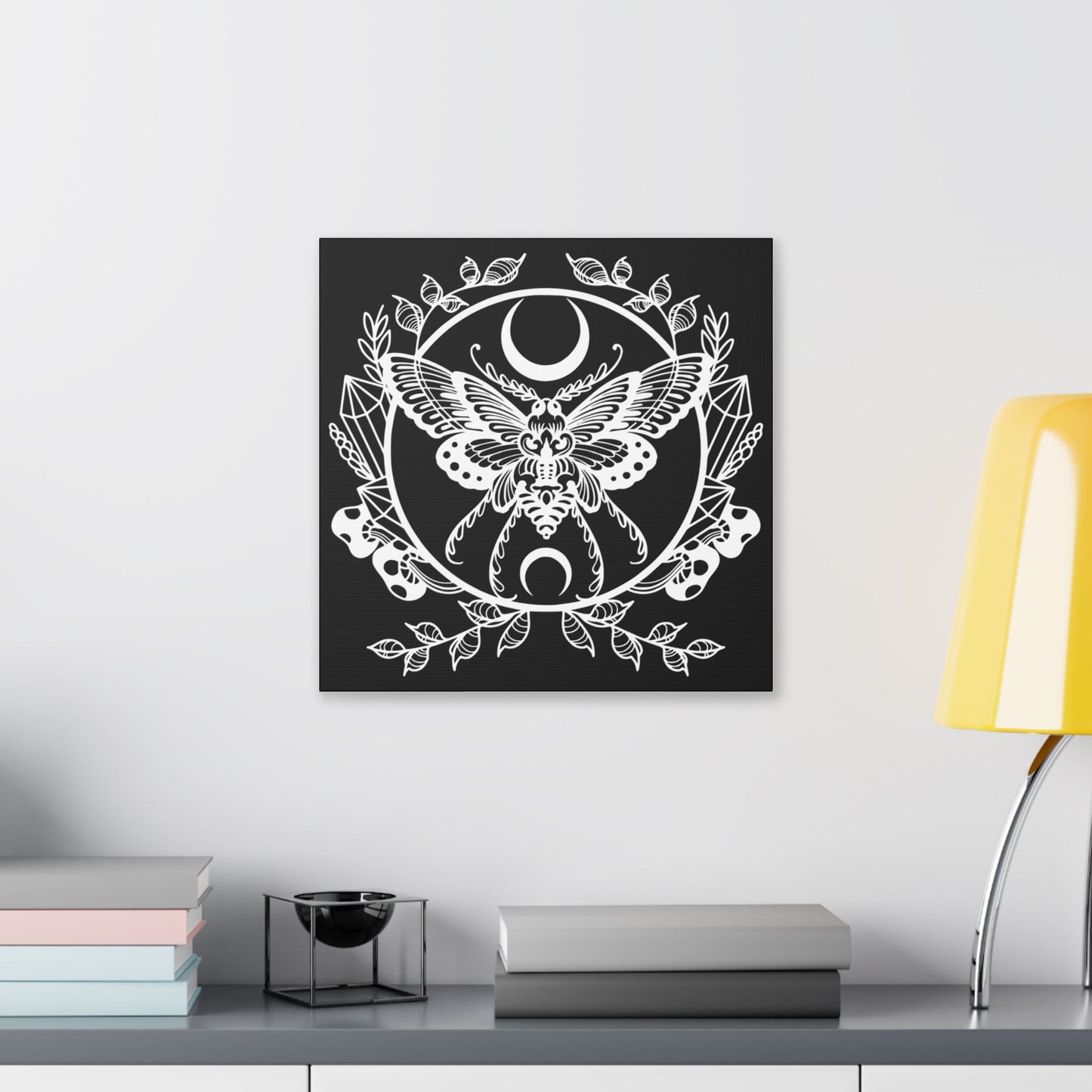 Black Gothic Butterfly Canvas Wall Art | Dark Victorian Decor