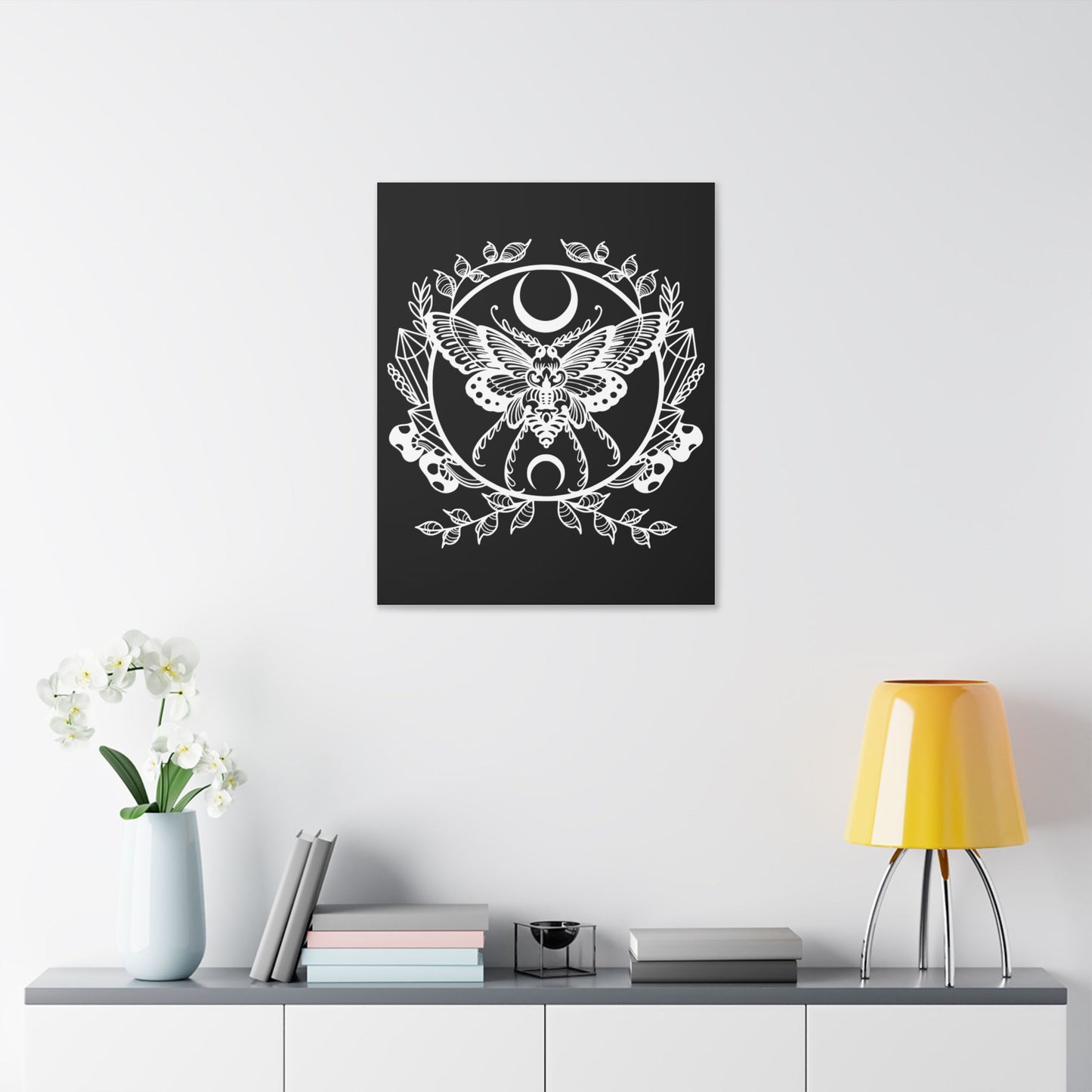 Black Gothic Butterfly Canvas Wall Art | Dark Victorian Decor