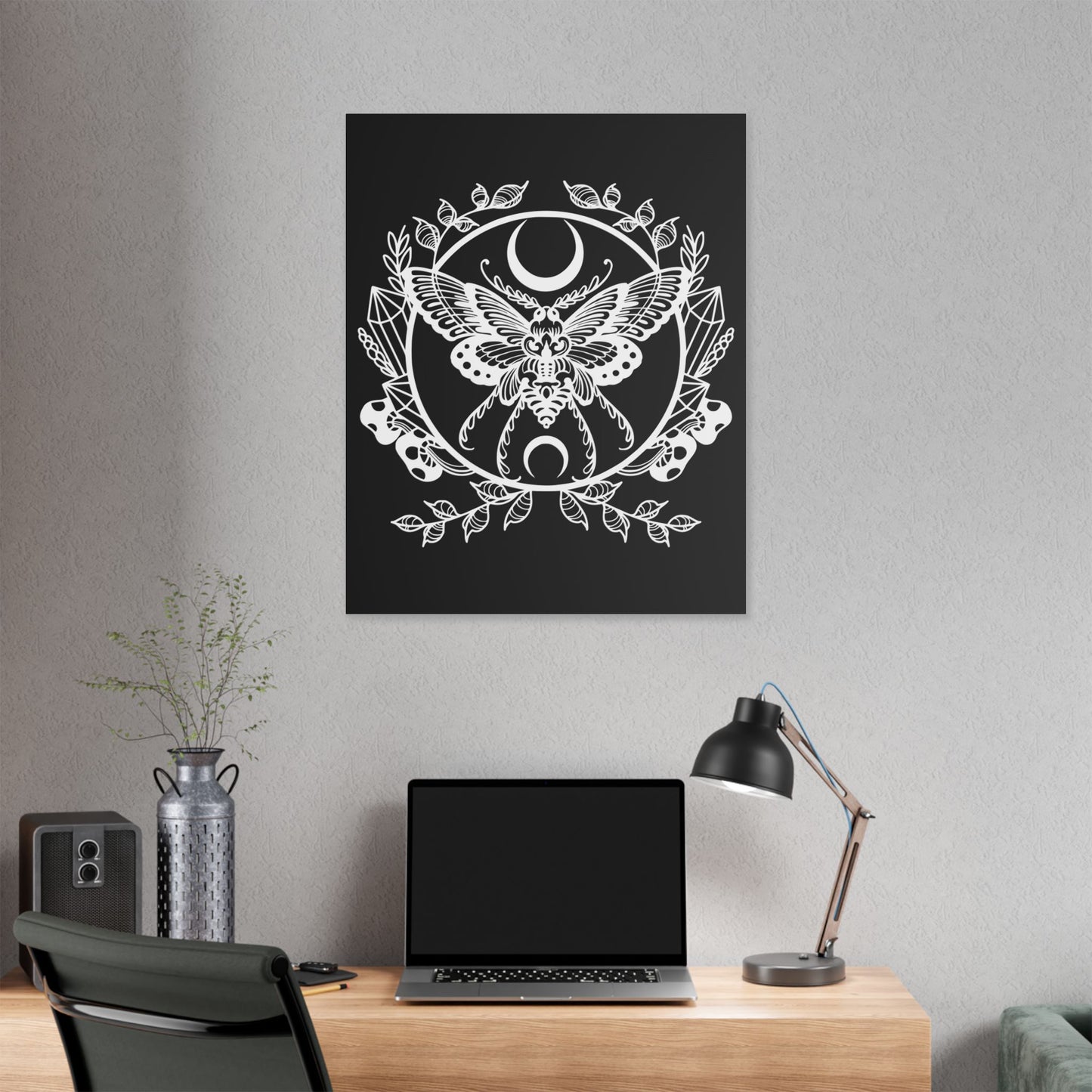 Black Gothic Butterfly Canvas Wall Art | Dark Victorian Decor