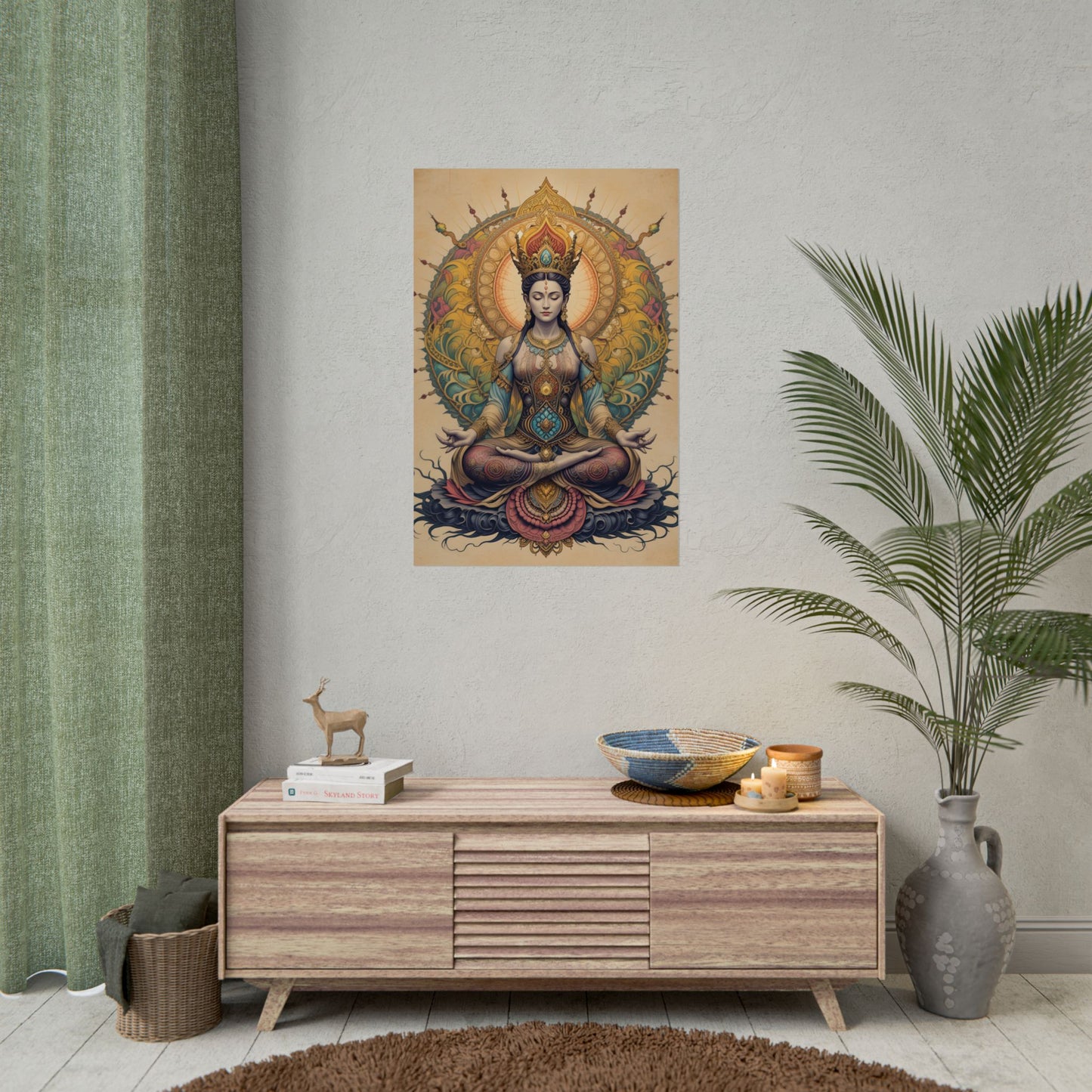 Yoga Goddess Mandala Meditation Poster for spiritual and mindfulness wall décor