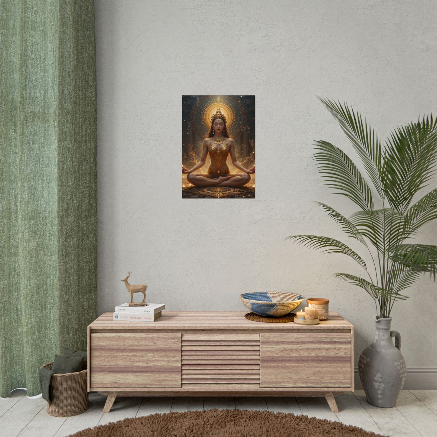 Girl Meditating under the sky Poster