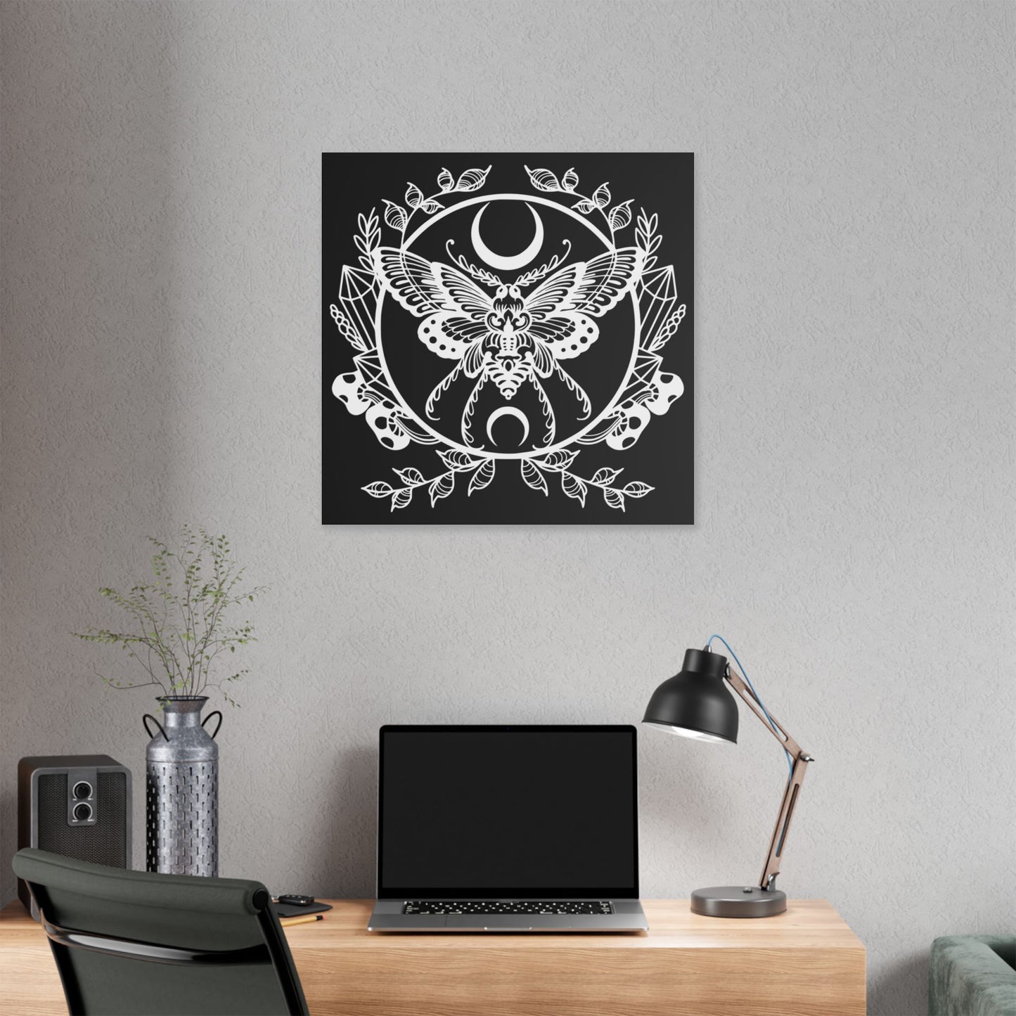 Black Gothic Butterfly Canvas Wall Art | Dark Victorian Decor