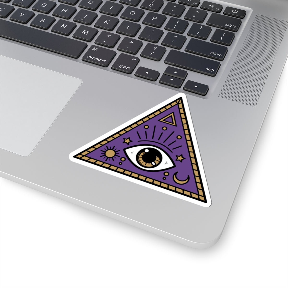 Witchy purple Evil Eye sticker – protective spiritual vinyl decal for planners, scrapbooking, and aesthetic decor