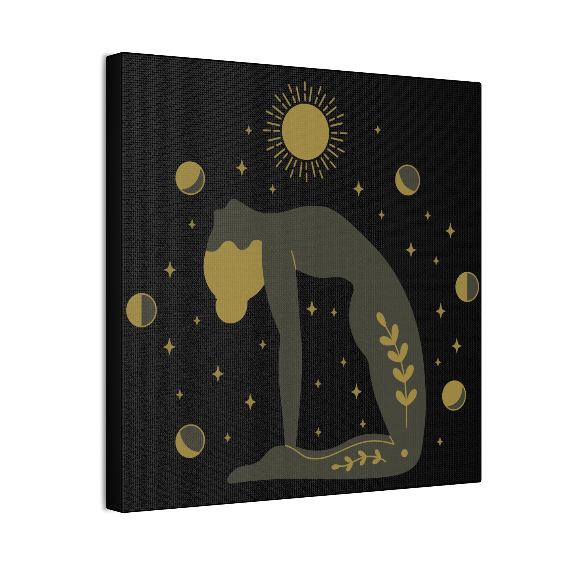 Yoga art prints of girl in yoga pose, 2025 black zen background, premium wall decor for serene mindfulness. (