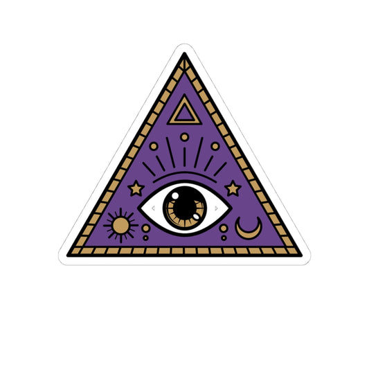 Purple Evil Eye kiss-cut vinyl sticker – mystical spiritual decor sticker for journals, laptops, and crafts