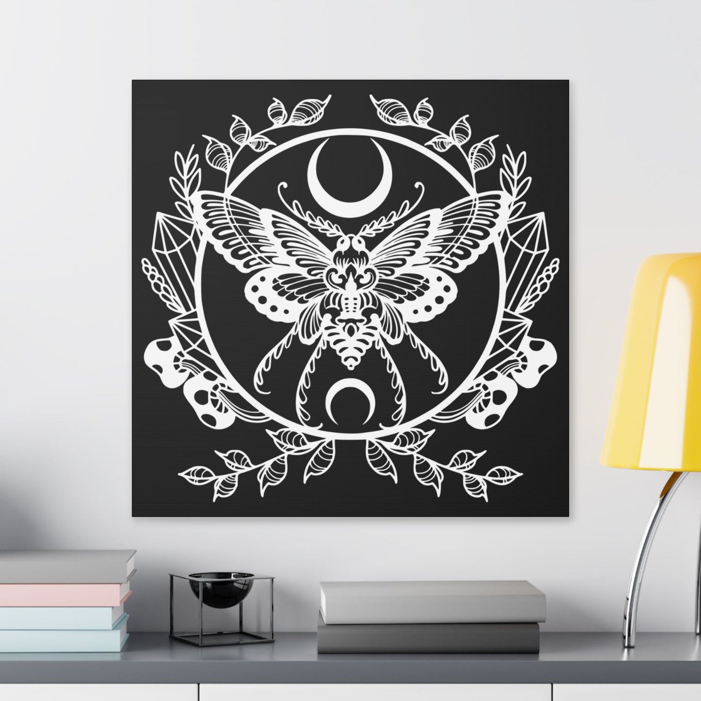 Black Gothic Butterfly Canvas Wall Art | Dark Victorian Decor