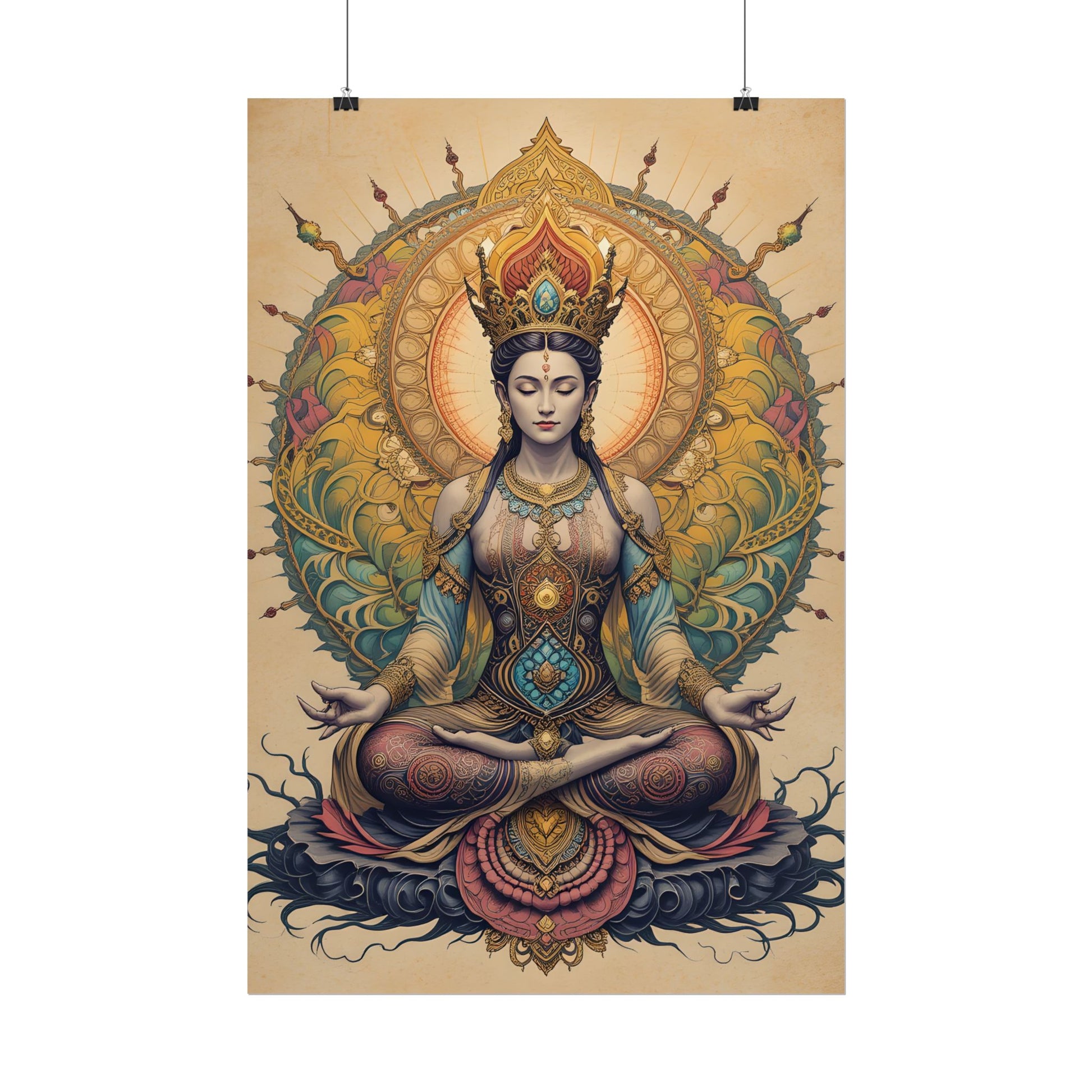 Yoga Goddess Mandala Meditation Poster for spiritual and mindfulness wall décor