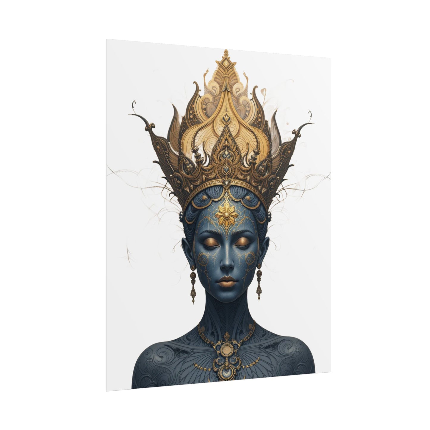 Artistic Crowned Maiden Rolled Poster, Wall Art Decor, Gothic Home Decor